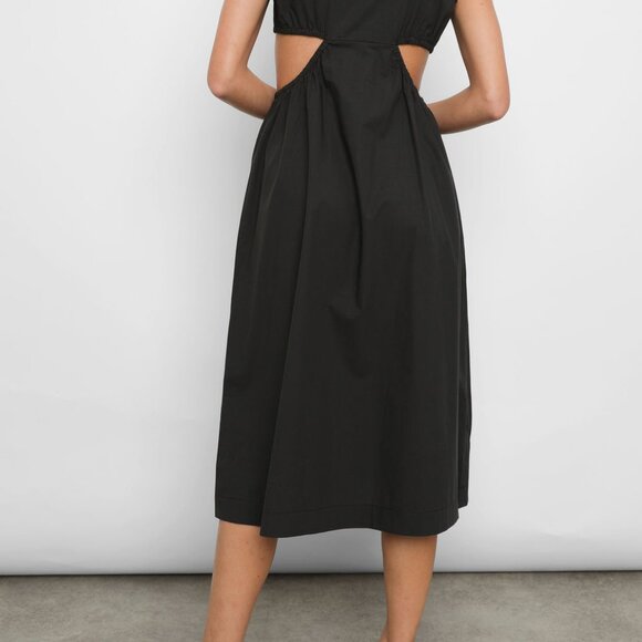 NWOT RAILS Rizo Midi Dress Size S Black Cutout Poplin Sustainable Minimalist‎ - Picture 4 of 8